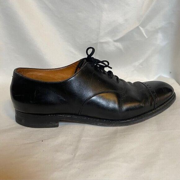 Brooks Brothers Mens 11.5 Black Leather Cap Toe Oxford Leather Dress Shoes - Picture 4 of 11